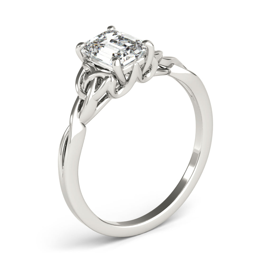 Celtic Love Knot Emerald Diamond Solitaire Engagement Ring-VIRABYANI